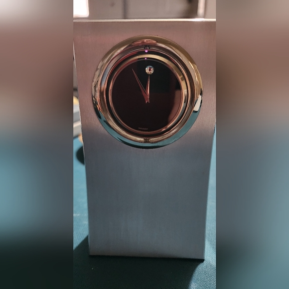 Silver and Black Movado Desk Clock